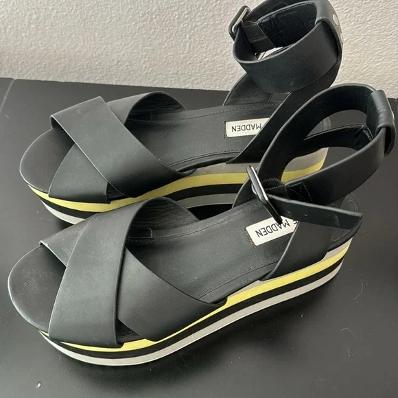 Steve Madden Macer Women's Cuffed Platform Sandals Black Multi size 8 - Picture 3 of 12